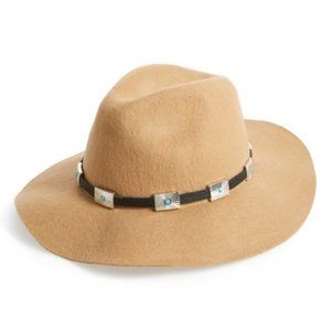STEVE MADDEN WIDE BRIM FEDORA CAMEL TURQUOISE